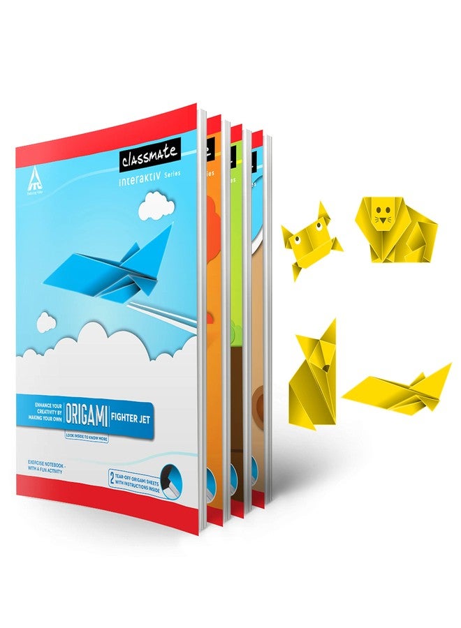 Classmate Origami Notebooks - Single Line, 172 Pages, 240 mm x 180 mm - Pack of 4 (02001283AZBL) - Image 1